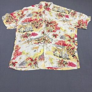 Vintage Jams World Playa Rayon Hawaiian Shirt L 48” Chest Tropical Island Print